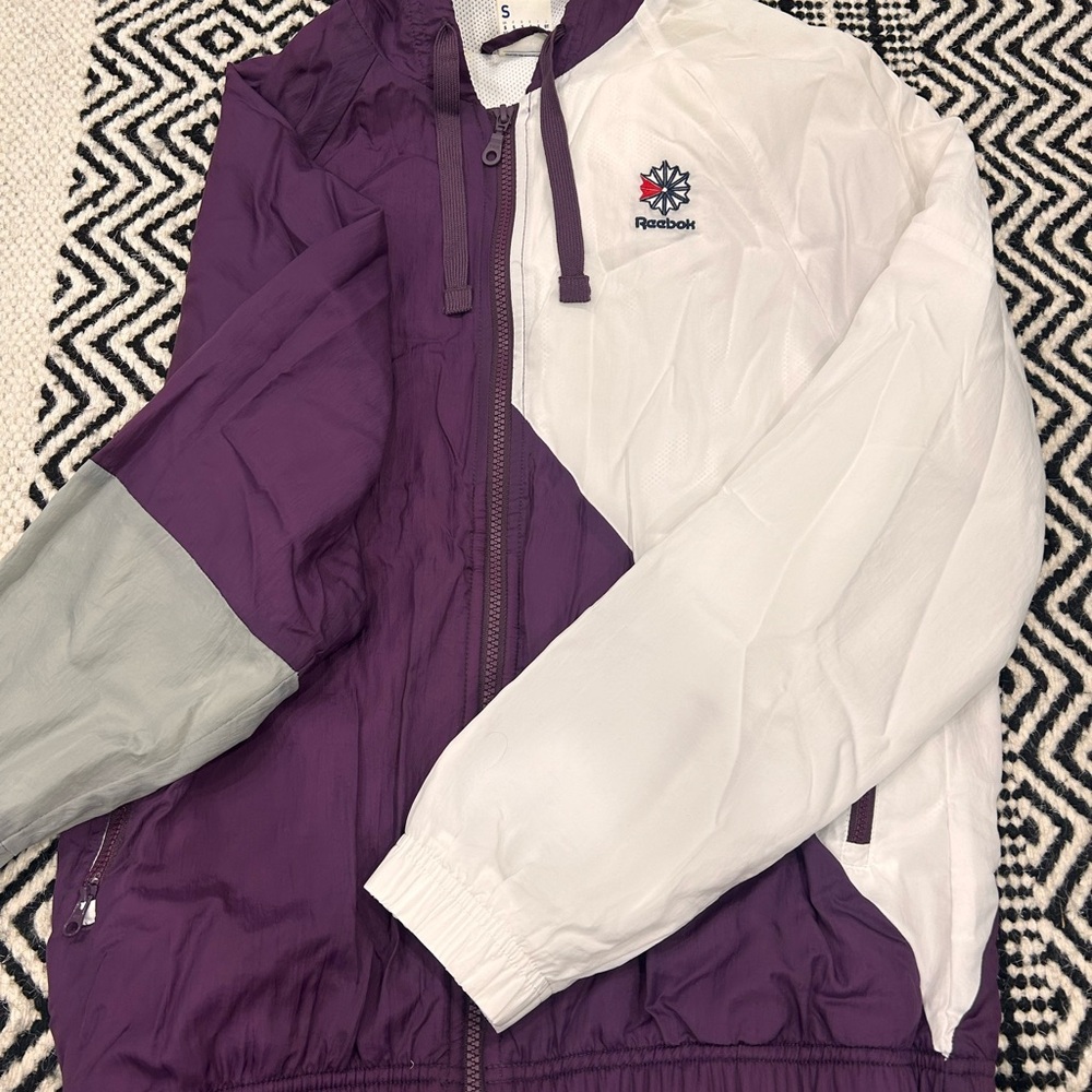 Reebok Purple and White Windbreaker Jacket